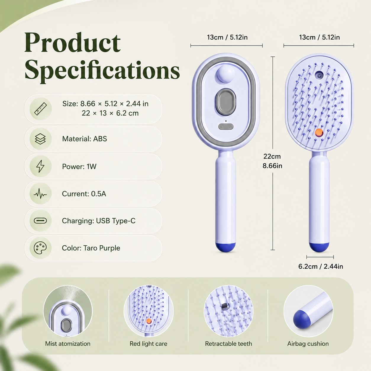 💨5-in-1 Electric Spray Retractable Airbag Comb