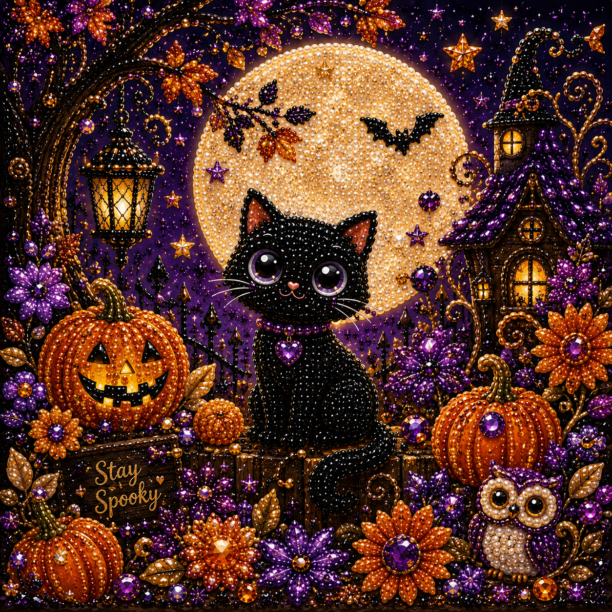 🎃LAST DAY 49% OFF👻Halloween DIY Pearl Diamond Painting Art Kit for Kids🧘Relaxing & Beginner-Friendly