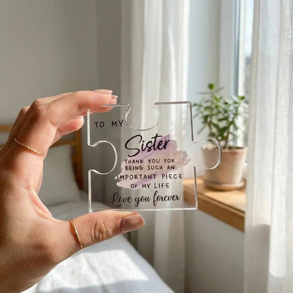 🔥Last Day 50% OFF🧩👩‍❤️‍👩To My Sister Compact Rectangle Acrylic Puzzle Plaque Gift