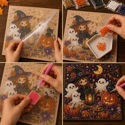 🎃LAST DAY 49% OFF👻Halloween DIY Pearl Diamond Painting Art Kit for Kids🧘Relaxing & Beginner-Friendly