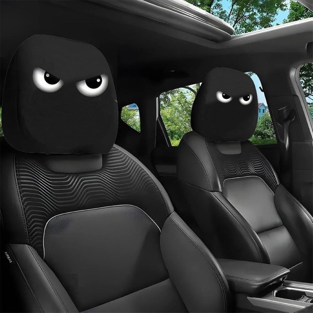 Funny Cartoon Car Headrest Covers – 2PCS Universal Fit