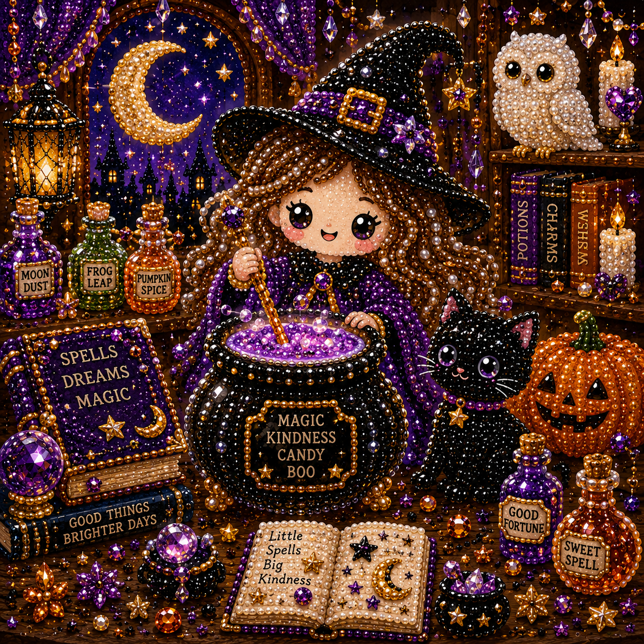 🎃LAST DAY 49% OFF👻Halloween DIY Pearl Diamond Painting Art Kit for Kids🧘Relaxing & Beginner-Friendly