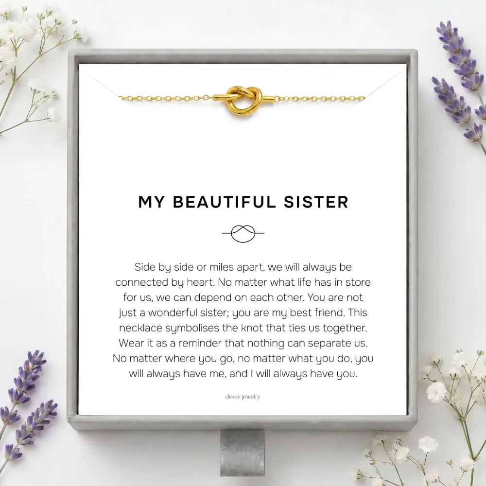 My Beautiful Sister - Love Knot Gold Necklace