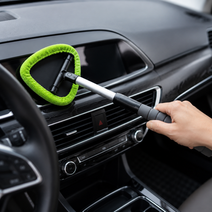💥50% OFF🔥 Windshield Cleaning Tool, with 4 Reusable and Washable Microfiber Pads and Extendable Handle