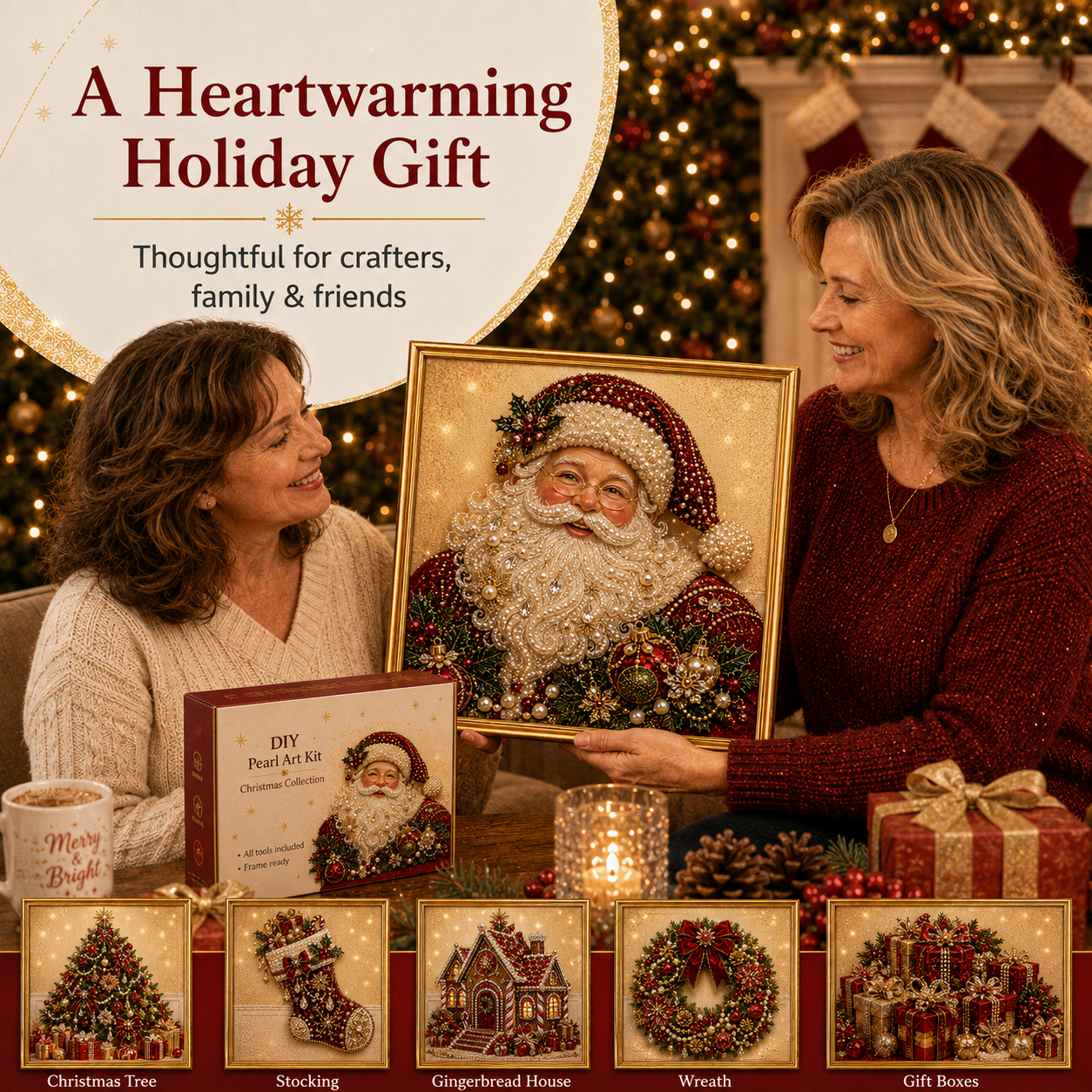 🎄 LAST DAY 49% OFF🧘Relaxing & Beginner-Friendly🎨💎DIY Christmas Pearl Diamond Painting Art Kit With Frame