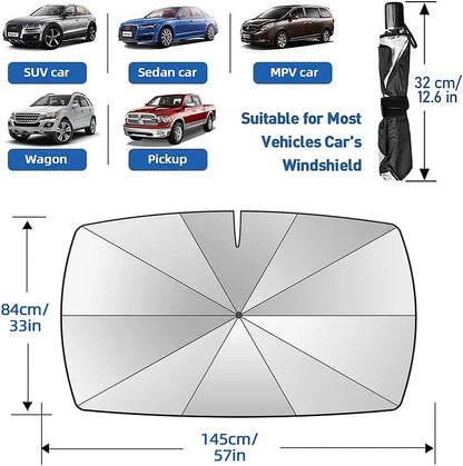 🥳2026 HOT SALE🥳💞100K+ SOLD!☂️🔄 50% OFF! Car Windshield Sun Shade Umbrella – 360° bendable handle, no scratches. Blocks UV & heat. Folds small. 🚗✨
