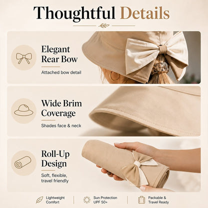 🔥2026 Summer Hot Sale 49% OFF☀️Bowknot Wide Brim Sun Protective Hat
