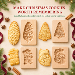 🎁Last Day 50% OFF🍪Christmas Carved Beechwood Cookie Mold