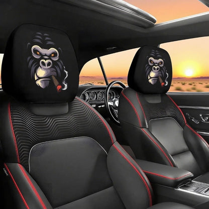 Funny Cartoon Car Headrest Covers – 2PCS Universal Fit
