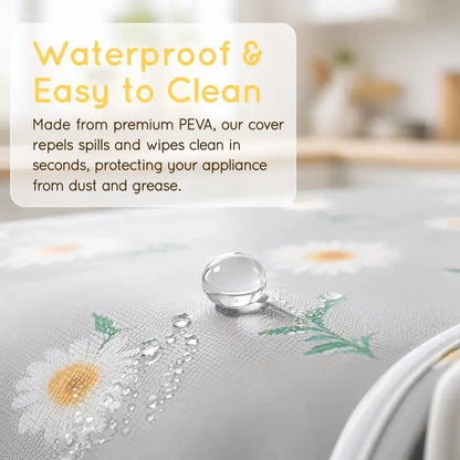 🥇Daisy-print refrigerator dust cover with storage pockets
