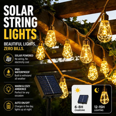 Solar Hemp Rope String Lights