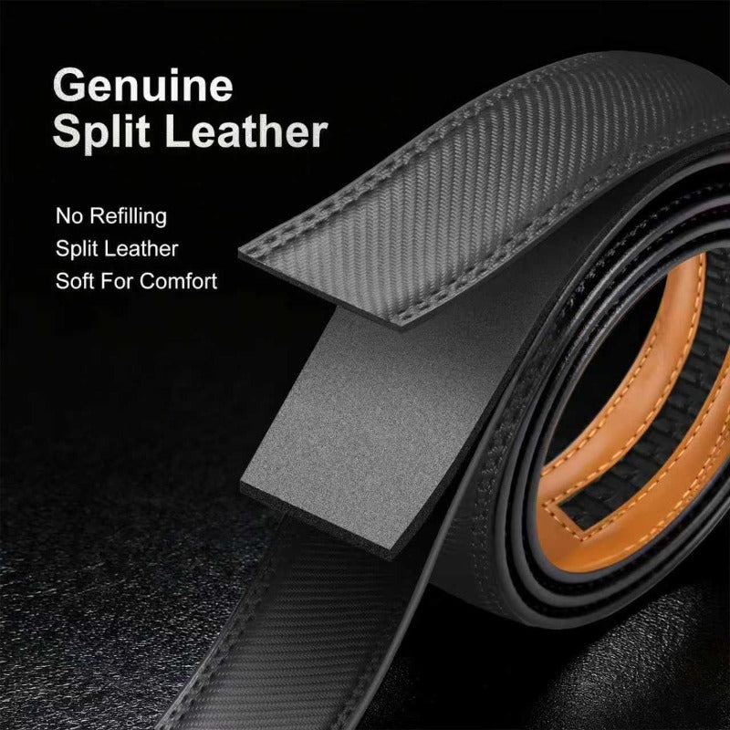 Eptchn Leather Ratchet Belt With Adjustable Buckle CrackSlick