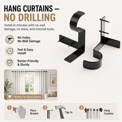 No-Drill Metal Curtain Brackets