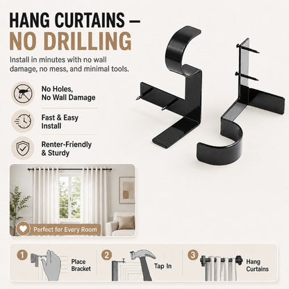 No-Drill Metal Curtain Brackets