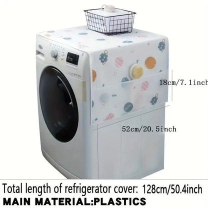 🥇Daisy-print refrigerator dust cover with storage pockets