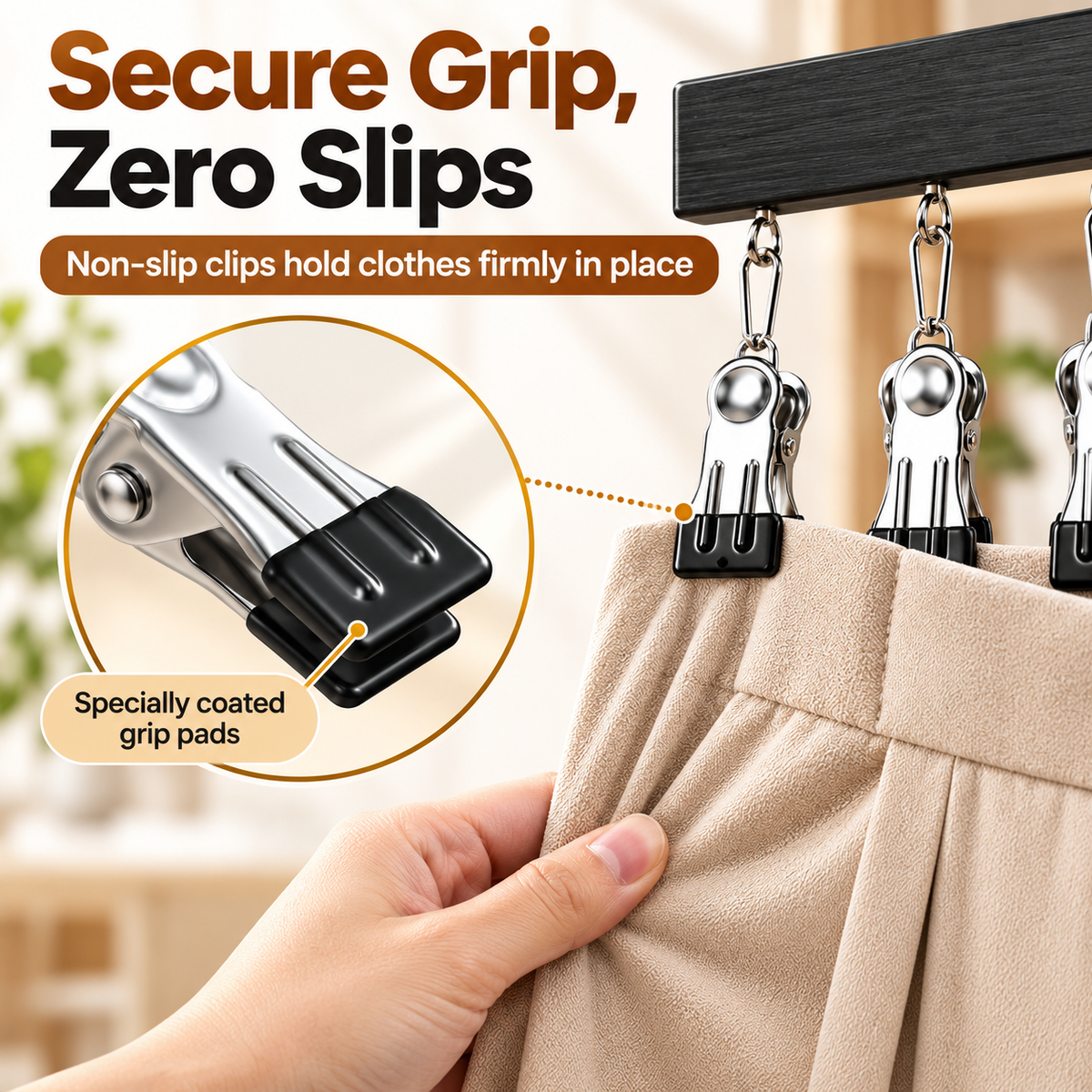 🏆Last Day 50% OFF🥇Upgraded Wood-Steel Sturdy Hanger with 12 Non-Slip Clips