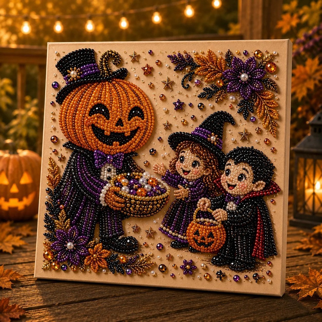 🎃 LAST DAY 49% OFF – 👻 Premium 3D Pearl Absurd Halloween Wall Art Kit | Luxury Flocked Canvas with Scratch-Resistant Non-Fading Pearl Beads DIY Funny Spooky Decor 🕷️✨