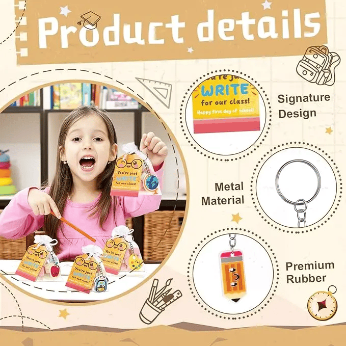 🔥LAST DAY 50% OFF - 🍎24 Sets Back to School Keychain Gift Bags Sets🎁