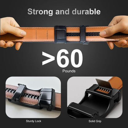 Eptchn Leather Ratchet Belt With Adjustable Buckle CrackSlick
