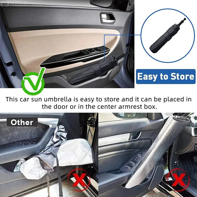 🥳2026 HOT SALE🥳💞100K+ SOLD!☂️🔄 50% OFF! Car Windshield Sun Shade Umbrella – 360° bendable handle, no scratches. Blocks UV & heat. Folds small. 🚗✨