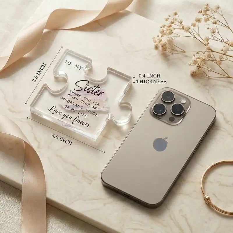 🔥Last Day 50% OFF🧩👩‍❤️‍👩To My Sister Compact Rectangle Acrylic Puzzle Plaque Gift