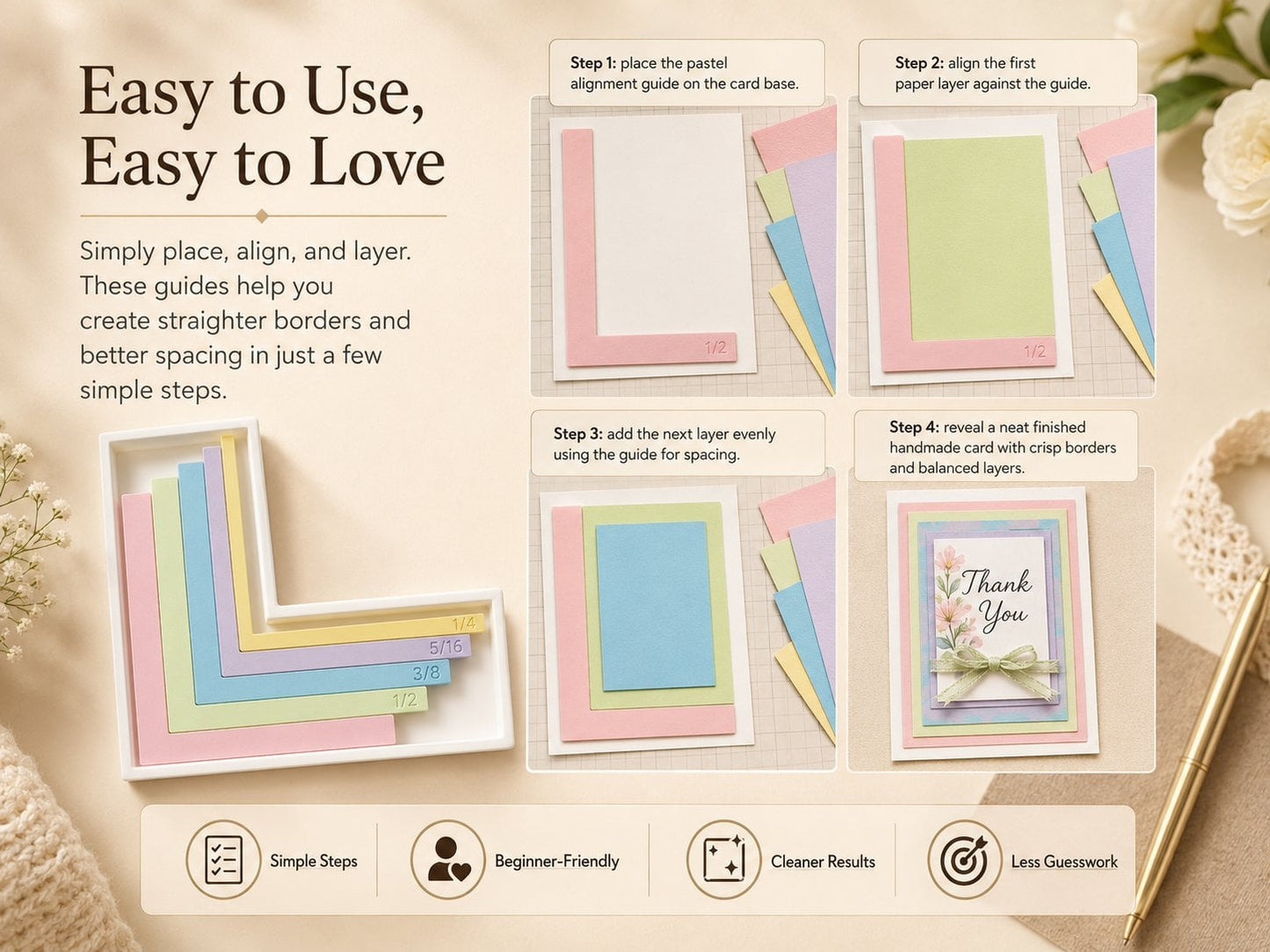 Card Making Alignment Guides Set | Create Perfectly Aligned Handmade Cards Without Guesswork or Crooked Corners ✨