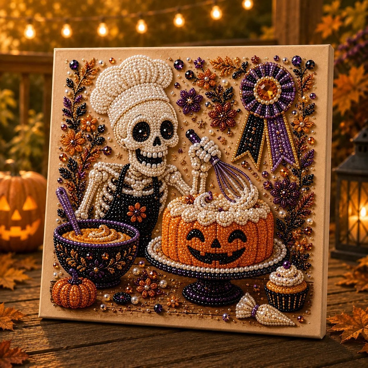 🎃 LAST DAY 49% OFF – 👻 Premium 3D Pearl Absurd Halloween Wall Art Kit | Luxury Flocked Canvas with Scratch-Resistant Non-Fading Pearl Beads DIY Funny Spooky Decor 🕷️✨