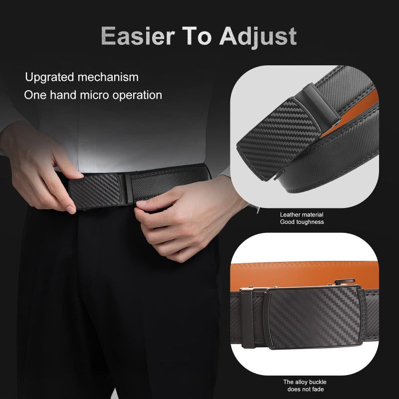 Eptchn Leather Ratchet Belt With Adjustable Buckle CrackSlick