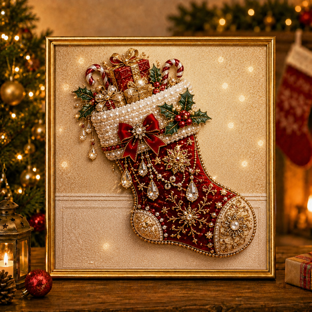 🎄 LAST DAY 49% OFF🧘Relaxing & Beginner-Friendly🎨💎DIY Christmas Pearl Diamond Painting Art Kit With Frame
