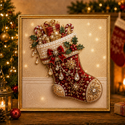 🎄 LAST DAY 49% OFF🧘Relaxing & Beginner-Friendly🎨💎DIY Christmas Pearl Diamond Painting Art Kit With Frame