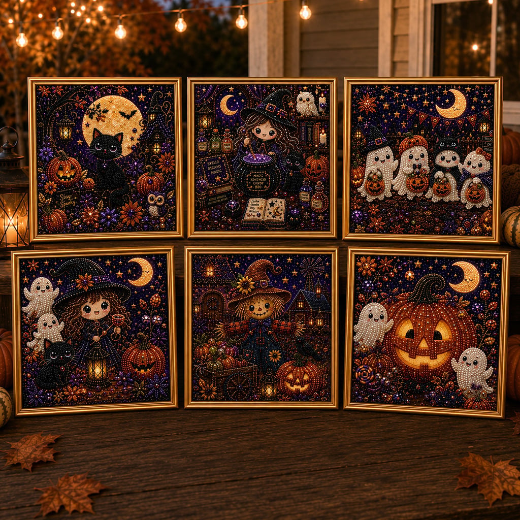 🎃LAST DAY 49% OFF👻Halloween DIY Pearl Diamond Painting Art Kit for Kids🧘Relaxing & Beginner-Friendly