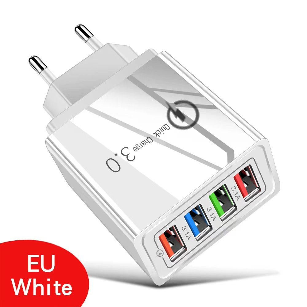 ⚡️The Secret to Faster Phone Performance📱Four-Port Travel Charger for Extended Phone Battery Life