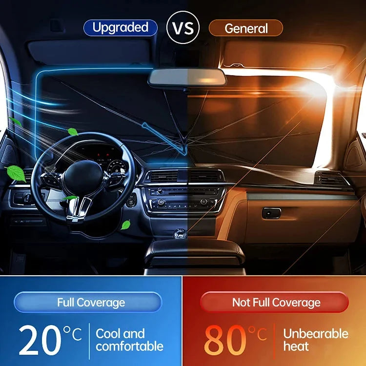 🥳2026 HOT SALE🥳💞100K+ SOLD!☂️🔄 50% OFF! Car Windshield Sun Shade Umbrella – 360° bendable handle, no scratches. Blocks UV & heat. Folds small. 🚗✨