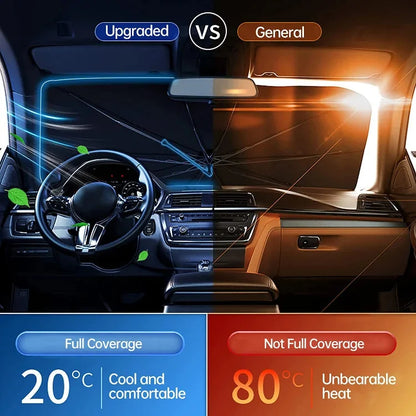 🥳2026 HOT SALE🥳💞100K+ SOLD!☂️🔄 50% OFF! Car Windshield Sun Shade Umbrella – 360° bendable handle, no scratches. Blocks UV & heat. Folds small. 🚗✨