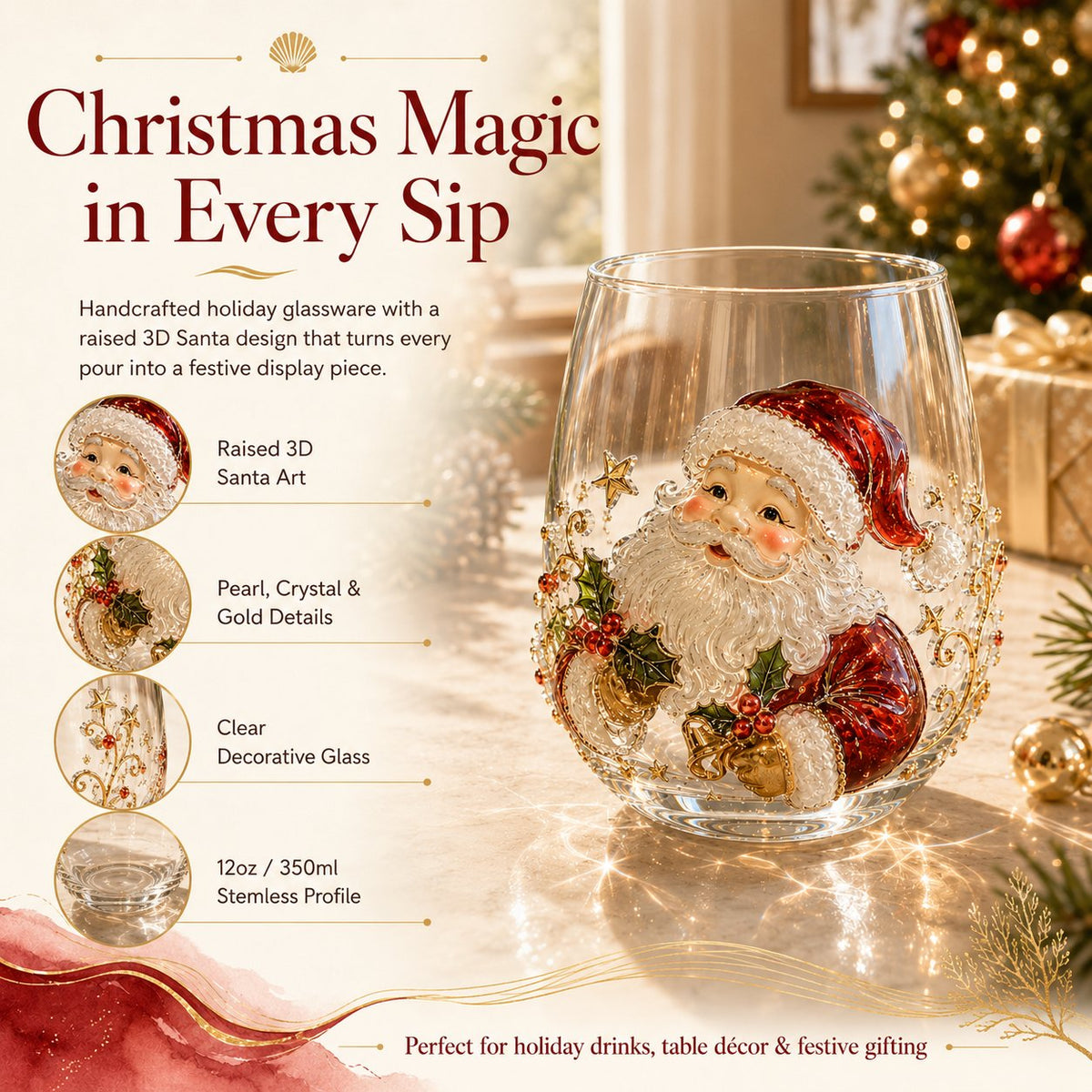🎄 Christmas Magic Glass Cup – A Festive Holiday Keepsake For Every Sip