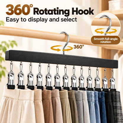 🏆Last Day 50% OFF🥇Upgraded Wood-Steel Sturdy Hanger with 12 Non-Slip Clips