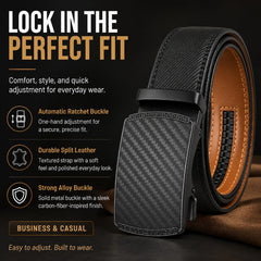 Eptchn Leather Ratchet Belt With Adjustable Buckle CrackSlick