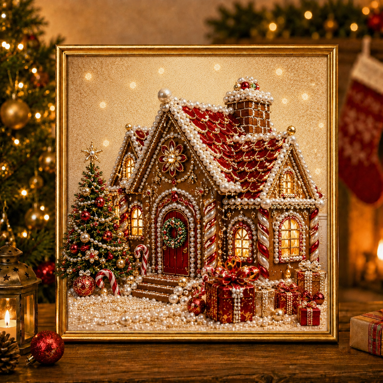 🎄 LAST DAY 49% OFF🧘Relaxing & Beginner-Friendly🎨💎DIY Christmas Pearl Diamond Painting Art Kit With Frame