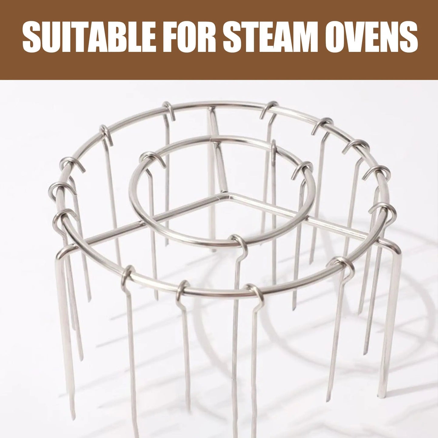 🔥 Last Day 49% OFF🍖2 Pack Stainless Steel Air Fryer Skewer Rack🥇360° No Flip Kabob Grill Stand