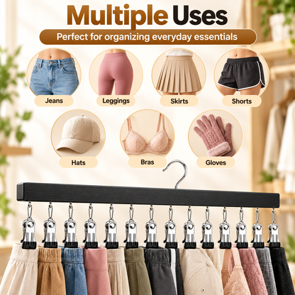 🏆Last Day 50% OFF🥇Upgraded Wood-Steel Sturdy Hanger with 12 Non-Slip Clips