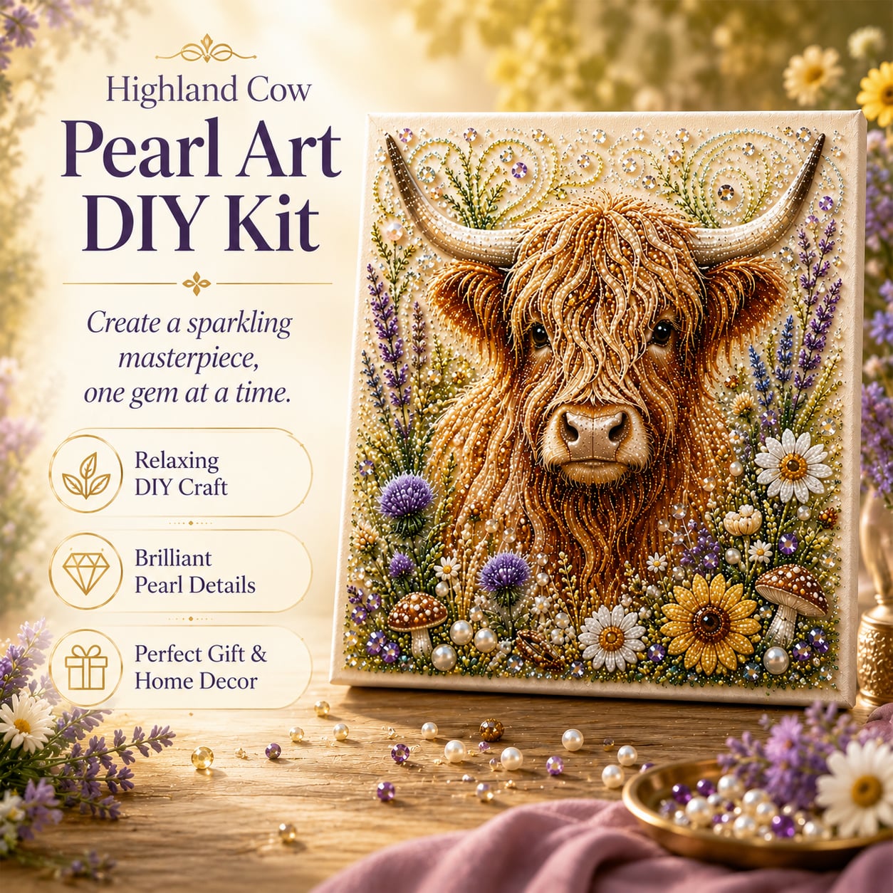🔥 Last Day 49% OFF✨Highland Cow Pearl Art DIY Kit