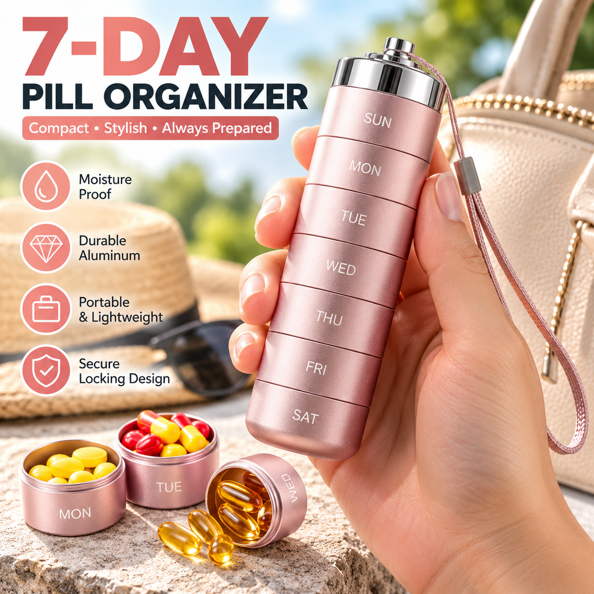 🔥Last Day 50% OFF💊Metal Travel 7-DAY Pill Organizer