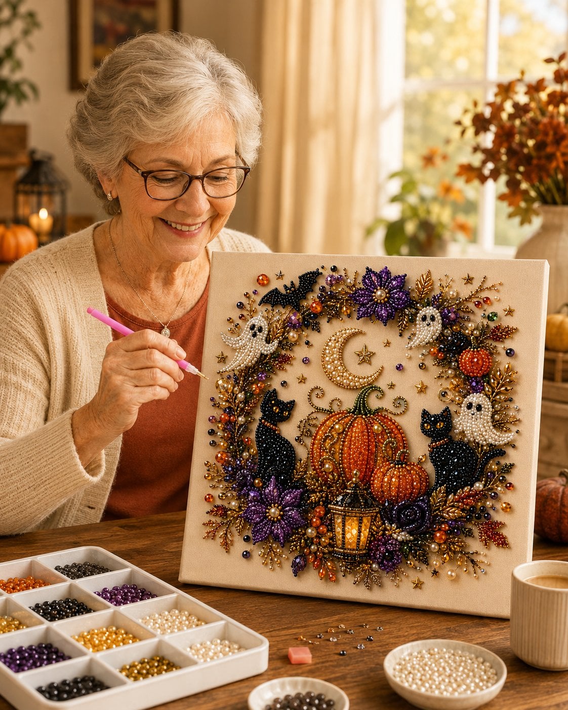 🔥 Last Day 49% OFF👻✨Beginner-friendly Halloween Pearl Art DIY kit – Turn Tiny Pearls into Spooky-Cute Magic (📦Buy 2 Free Shipping)