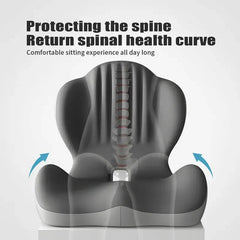 Ergonomic Memory Foam Seat Cushion with Lumbar & Back Support, Relieves Back Pain, Reduces Pressure
