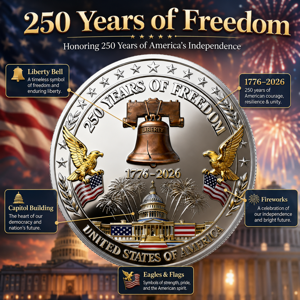 🏆Flash Sale 60% OFF-250 Years of Freedom Commemorative Coin