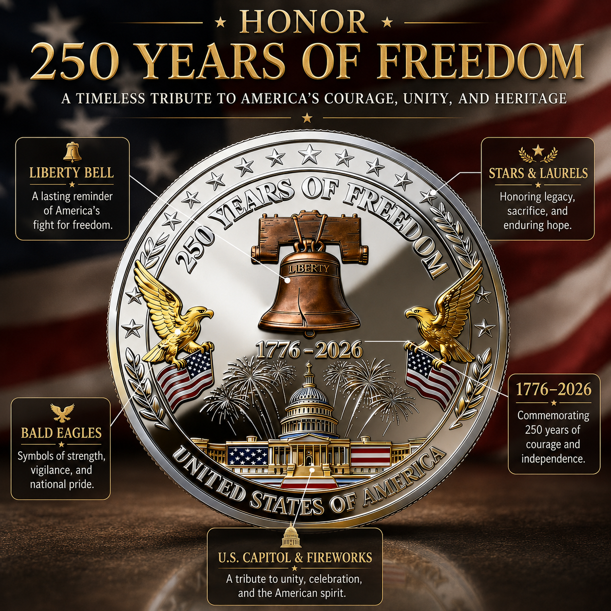 🏆Flash Sale 60% OFF-250 Years of Freedom Commemorative Coin