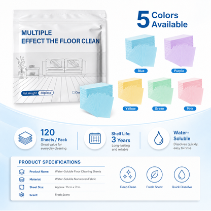 🧼Water-Soluble Floor Cleaning Sheets – 120 Count Multi-Surface Hard Floor Cleaner
