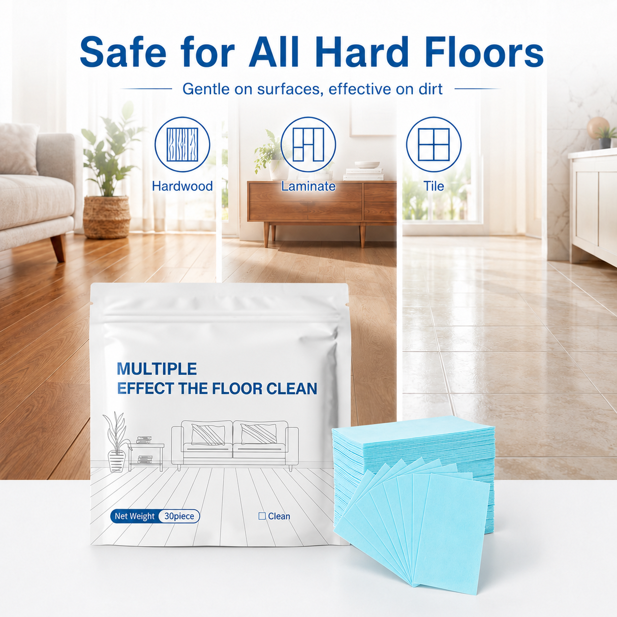 🧼Water-Soluble Floor Cleaning Sheets – 120 Count Multi-Surface Hard Floor Cleaner