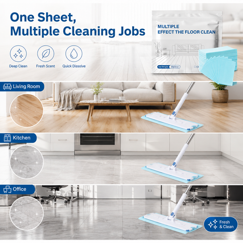 🧼Water-Soluble Floor Cleaning Sheets – 120 Count Multi-Surface Hard Floor Cleaner