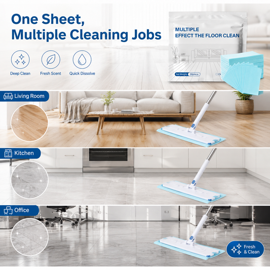 🧼Water-Soluble Floor Cleaning Sheets – 120 Count Multi-Surface Hard Floor Cleaner